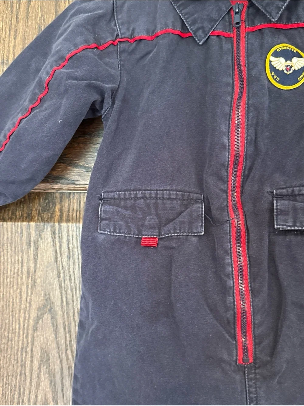 Vintage Gymboree Baby Coverall Flight Suit Romper size 18-24 months Navy Red